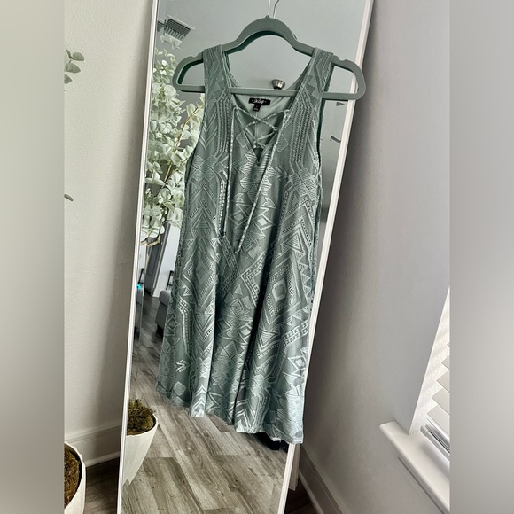 Sage Green Lace Up Dress - Picture 1 of 5